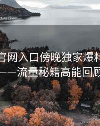 微密圈官网入口傍晚独家爆料全记录——流量秘籍高能回顾