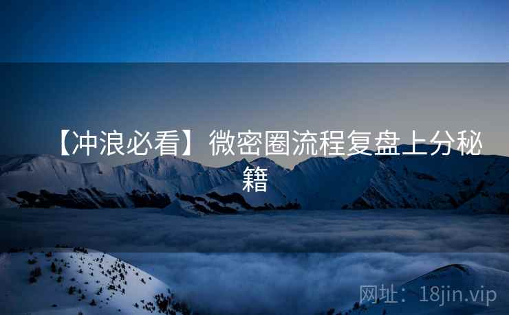 【冲浪必看】微密圈流程复盘上分秘籍