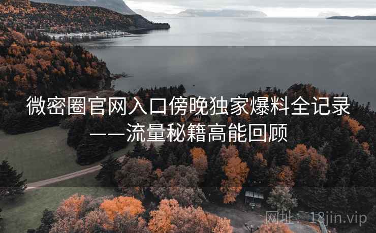 微密圈官网入口傍晚独家爆料全记录——流量秘籍高能回顾