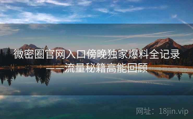 微密圈官网入口傍晚独家爆料全记录——流量秘籍高能回顾