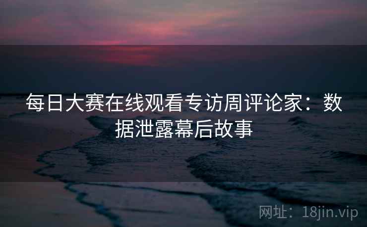 每日大赛在线观看专访周评论家：数据泄露幕后故事
