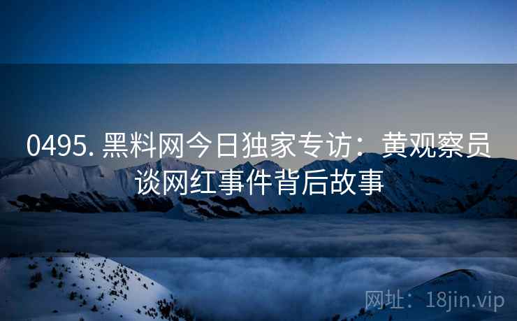 0495. 黑料网今日独家专访：黄观察员谈网红事件背后故事