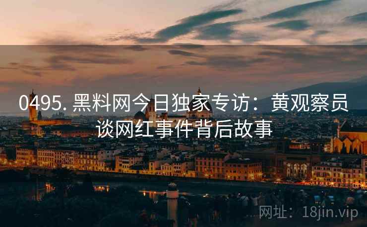 0495. 黑料网今日独家专访：黄观察员谈网红事件背后故事